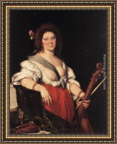 Card Player Framed Paintings - Gamba Player by Bernardo Strozzi