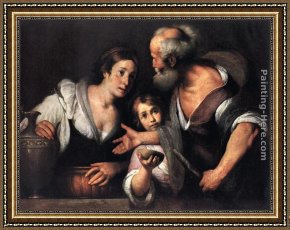 Elijah Restoring The Widow's Son Framed Paintings - Prophet Elijah and the Widow of Sarepta by Bernardo Strozzi