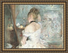 The Lady of Shalott Framed Paintings - Lady at her Toilette by Berthe Morisot