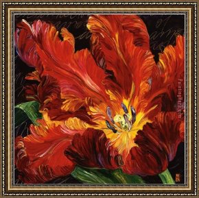 Colorful Impasto Framed Paintings - Impasto Flower II by Bobbie Burgers