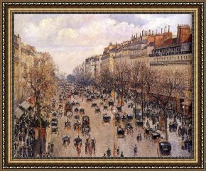 Boulevard Montmarte Framed Paintings - Boulevard Montmarte by Camille Pissarro