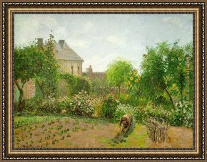 Gardens of The Vatican Framed Paintings - The Artist's Garden at Eragny by Camille Pissarro