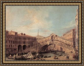 The Rialto Framed Paintings - Grand Canal The Rialto Bridge from the South by Canaletto