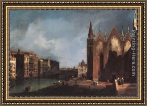 A View of Santa Maria Della Salute, Venice Framed Paintings - The Grand Canal near Santa Maria della Carit&agrave; by Canaletto