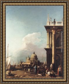 A View of Santa Maria Della Salute, Venice Framed Paintings - Venice The Piazzetta Looking South-west towards S. Maria della Salute by Canaletto