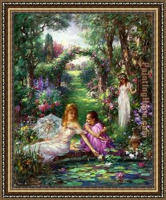 Quiet Pond Framed Paintings - LILY POND by Cao Yong