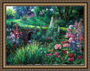 Woodland Walk Framed Paintings - Walk In Garden by Cao Yong