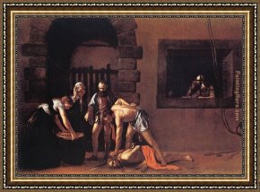 Vue De Saintes Maries 1888 Framed Paintings - Beheading of Saint John the Baptist by Caravaggio