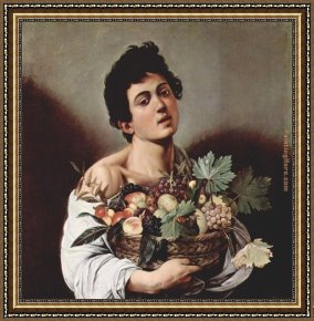Four Children with a Basket of Fruit Framed Paintings - Boy with a Basket of Fruit by Caravaggio