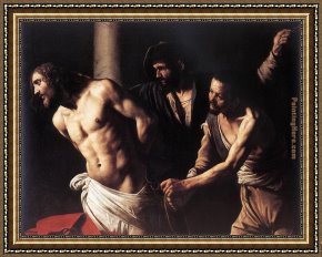St Augustine Washing The Feet of Christ Framed Paintings - Christ at the Column by Caravaggio