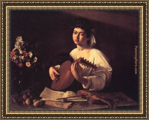 Card Player Framed Paintings - Lute Player by Caravaggio