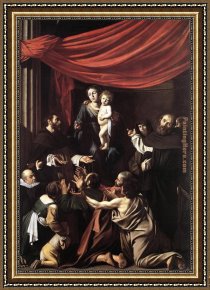 Madonna with The Rosary Framed Paintings - Madonna of the Rosary by Caravaggio