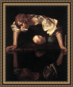 Echo And Narcissus Framed Paintings - Narcissus by Caravaggio