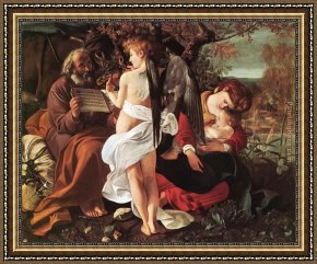 Rest Framed Paintings - Rest on Flight to Egypt by Caravaggio