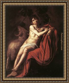St John The Baptist Framed Paintings - St. John the Baptist 2 by Caravaggio