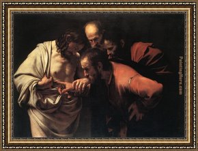 Vue De Saintes Maries 1888 Framed Paintings - The Incredulity of Saint Thomas by Caravaggio