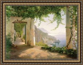Amalfi Dia Cappuccini Framed Paintings - Amalfi dia Cappuccini 1 by Carl Fredrik Aagard
