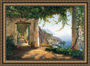 Amalfi Dia Cappuccini Framed Paintings - Amalfi dia Cappuccini 2 by Carl Fredrik Aagard