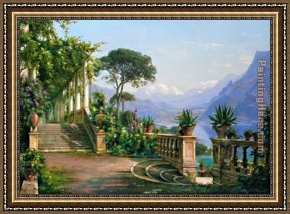 Como Framed Paintings - lodge on lake como 2 by Carl Fredrik Aagard