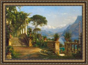 Como Framed Paintings - Lodge on Lake Como by Carl Fredrik Aagard