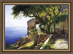 Amalfi Dia Cappuccini Framed Paintings - Pergola in Amalfi by Carl Fredrik Aagard