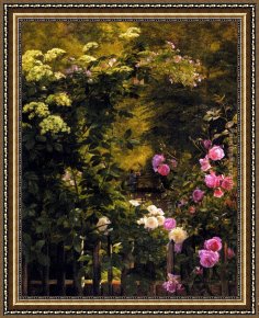 Gardens of The Vatican Framed Paintings - The Rose Garden by Carl Fredrik Aagard
