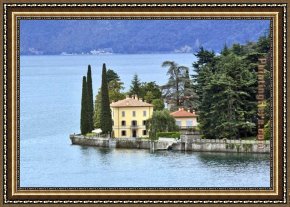 Como Framed Paintings - Villa La Corte Limonta Lake Como by Carl Fredrik Aagard
