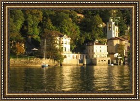 Como Framed Paintings - Villa Lucia Blevio Lake Como by Carl Fredrik Aagard
