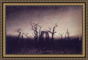 Brazilian Forest Framed Paintings - Abbey in an Oak Forest by Caspar David Friedrich