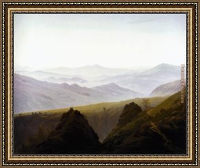 In The Mountains Framed Paintings - Morning in the Mountains by Caspar David Friedrich