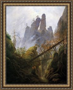 Rocky Coast And Gulls Framed Paintings - Rocky Ravine by Caspar David Friedrich