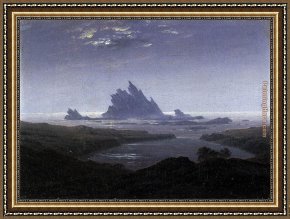 Rocky Vs Apollo Framed Paintings - Rocky Reef on the Sea Shore by Caspar David Friedrich