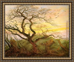 Pear Tree Framed Paintings - The Tree of Crows by Caspar David Friedrich