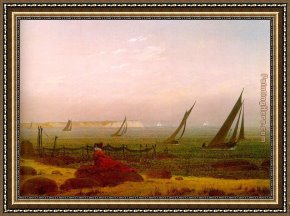 Two Women Running on The Beach The Race Framed Paintings - Woman on the Beach of Rugen by Caspar David Friedrich