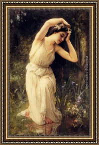 Nymph And Triton Framed Paintings - A Nymph In The Forest by Charles Amable Lenoir