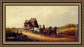 London Framed Paintings - The London to Brighton Royal Mail on the Open Road by Charles Cooper Henderson