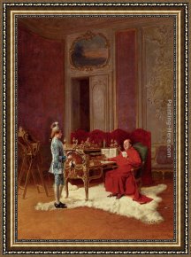 Edmond Framed Paintings - Game For The Cardinal by Charles Edouard Edmond Delort