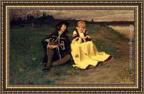 Edmond Framed Paintings - The Proposal by Charles Edouard Edmond Delort