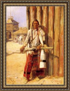 The Buffalo Trail Framed Paintings - Buffalo Coat by Charles Marion Russell