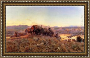 Land 8 Framed Paintings - When the Land Belonged to God by Charles Marion Russell
