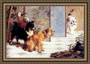 Friends Framed Paintings - Playful Friends by Charles van den Eycken