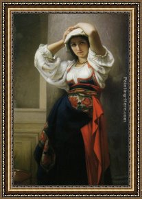 Rest Framed Paintings - A quick rest by the Fountain by Charles Zacharie Landelle