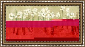 Echo And Narcissus Framed Paintings - Row of Narcissus by Cheri Blum