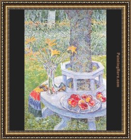 East Bergholt Rectory Framed Paintings - Mrs. Hassams Garden at East Hampton by childe hassam