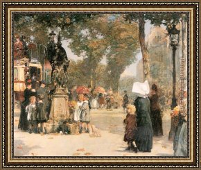 Scene Framed Paintings - Paris Street Scene by childe hassam
