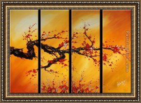Those Blossoms You Gave So Freely 4 Framed Paintings - CPB0408 by Chinese Plum Blossom