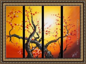 Those Blossoms You Gave So Freely 4 Framed Paintings - CPB0415 by Chinese Plum Blossom