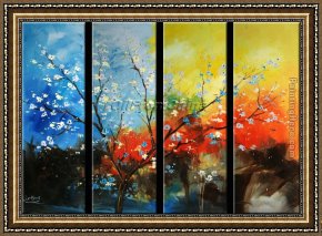 Those Blossoms You Gave So Freely 4 Framed Paintings - CPB0422 by Chinese Plum Blossom