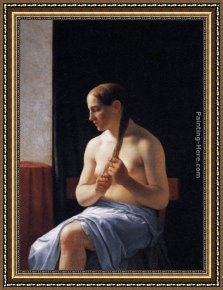 The Seated Nude Framed Paintings - Seated Nude Model by Christoffer Wilhelm Eckersberg
