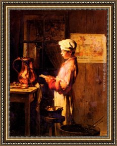 Elijah Restoring The Widow's Son Framed Paintings - Lettre De Son Pere by Claude Joseph Bail